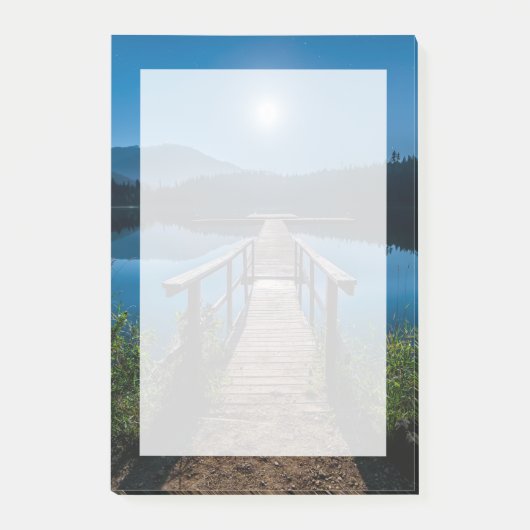 満月の下の夜の桟橋 ポストイット (正面)