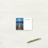 満月の下の夜の桟橋 ポストイット (デスク上)