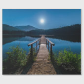 満月の下の夜の桟橋 ラッピングペーパー (フラット)