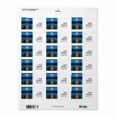 満月の下の夜の桟橋 ラベル (フルシート)