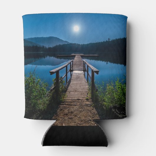 満月の下の夜の桟橋 缶クーラー (裏面)