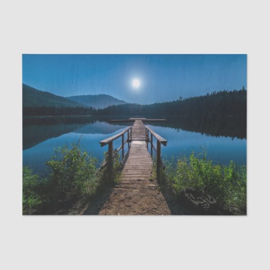 満月の下の夜の桟橋 薄葉紙 (正面)