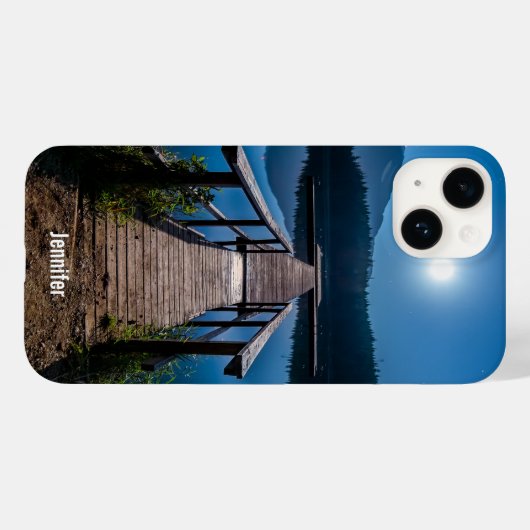 満月の下の夜の桟橋 Case-Mate iPhoneケース (裏面 (横))