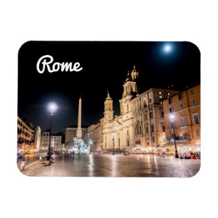 満月の下の夜のPiazza Navona – ローマ マグネット