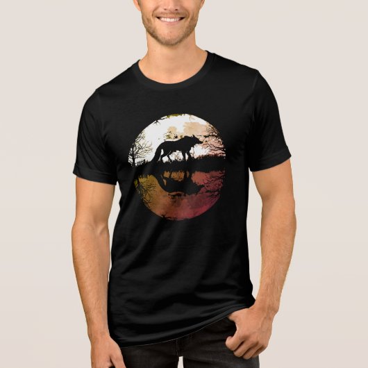満月の下の孤狼 トライブレンドTシャツ (正面)