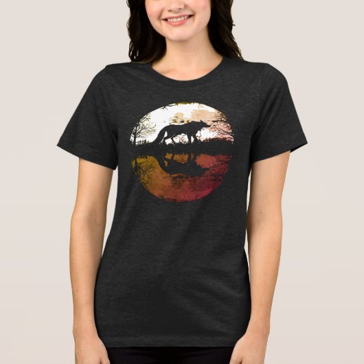 満月の下の孤狼 トライブレンドTシャツ (正面)