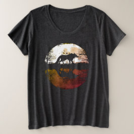 満月の下の孤狼 プラスサイズTシャツ