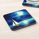 満月の下の帆船 コースター (左側)