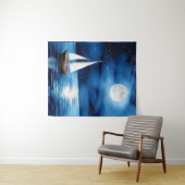 満月の下の帆船 タペストリー (インサイチュ(横))