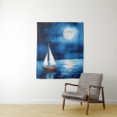 満月の下の帆船 タペストリー (インサイチュ)
