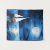 満月の下の帆船 タペストリー (正面(横))