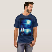 満月の下の帆船 Tシャツ (正面フル)