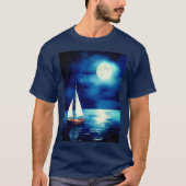 満月の下の帆船 Tシャツ (正面)