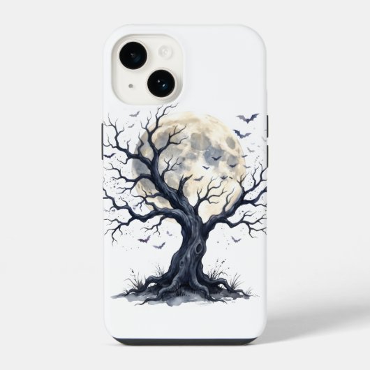 満月の下の幽霊の木 iPhoneケース (裏面)