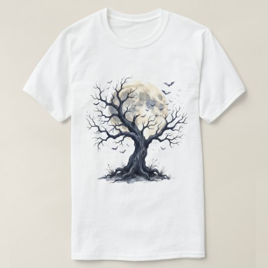 満月の下の幽霊の木 Tシャツ (デザイン正面)
