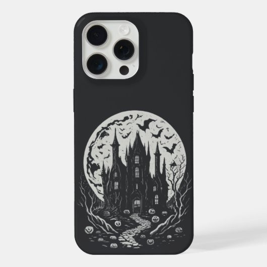 満月の下の幽霊城 iPhoneケース (裏面)