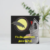 満月の下の幽霊屋敷とコウモリ 招待状 (スタンド正面)