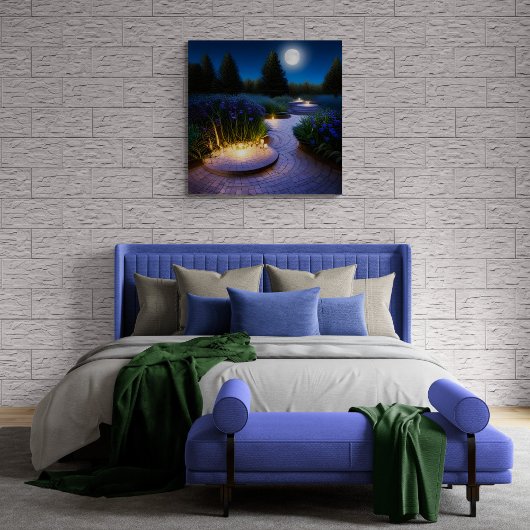 満月の下の庭の道 ポスター