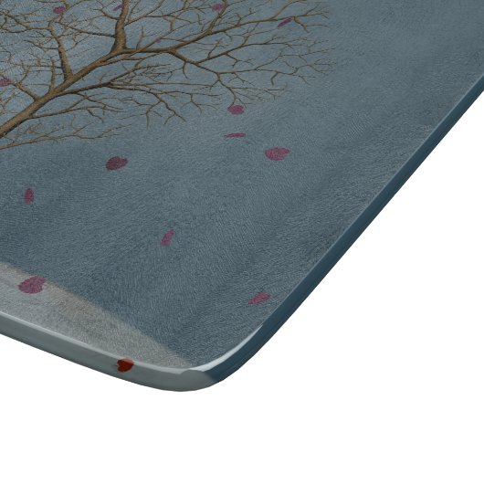 満月の下の憂鬱なハート型の木 カッティングボード (角)