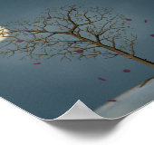 満月の下の憂鬱なハート型の木 ポスター (角)