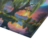 満月の下の柳の木N星空の夕日 カッティングボード (角)