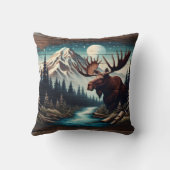 満月の下の渓流でムースバイ クッション (裏面)