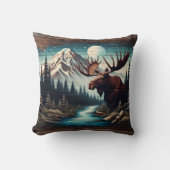 満月の下の渓流でムースバイ クッション (正面)