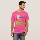 満月の下の砂漠のサボテンの夜 Tシャツ (正面フル)