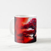 満月の下の神秘的な赤い木 コーヒーマグカップ (正面左)