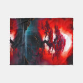 満月の下の神秘的な赤い木 フリースブランケット (正面(横))