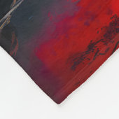 満月の下の神秘的な赤い木 フリースブランケット (角)