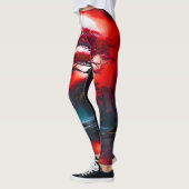 満月の下の神秘的な赤い木 レギンス (左)