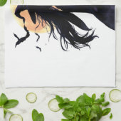 満月の下の神秘的な魔女 キッチンタオル (折り畳み)