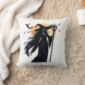 満月の下の神秘的な魔女 クッション (ブランケット)