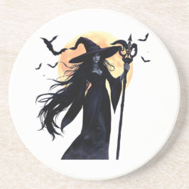 満月の下の神秘的な魔女 コースター