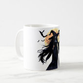 満月の下の神秘的な魔女 コーヒーマグカップ (正面左)