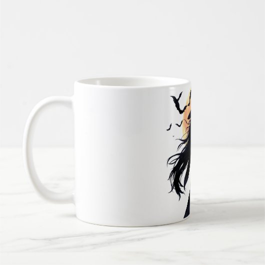 満月の下の神秘的な魔女 コーヒーマグカップ (左)