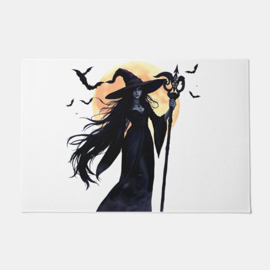 満月の下の神秘的な魔女 ドアマット (正面)