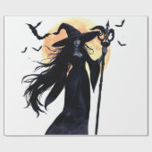 満月の下の神秘的な魔女 ラッピングペーパー (フラット)