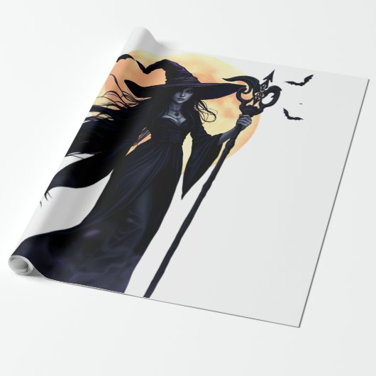 満月の下の神秘的な魔女 ラッピングペーパー (アンロールド)