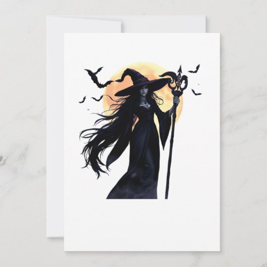 満月の下の神秘的な魔女 招待状 (正面)