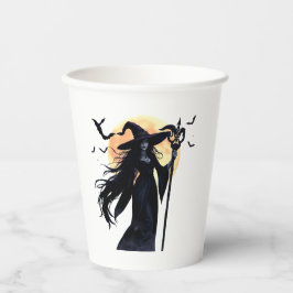 満月の下の神秘的な魔女 紙コップ