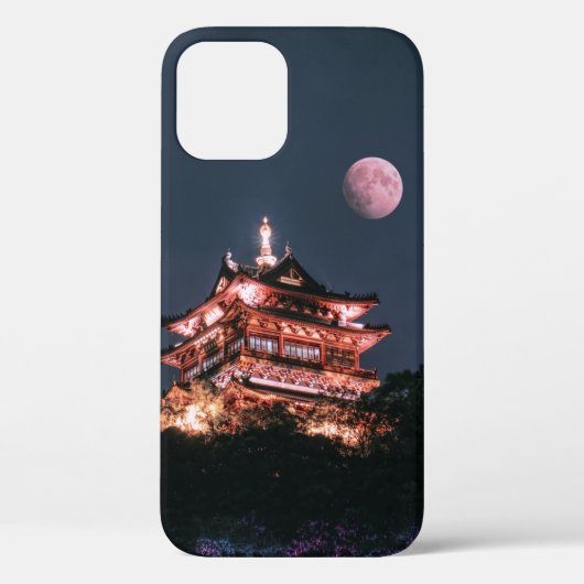 満月の下の茶と白の神殿 Case-Mate iPhoneケース (裏面)