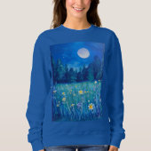 満月の下の草地と森 スウェットシャツ (正面)