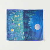 満月の下の草地と森 タペストリー (正面(横))