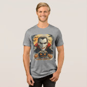 満月の下の血に飢えた吸血鬼の狩人 トライブレンドTシャツ (正面全面)