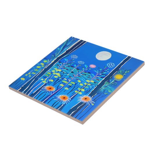 満月の下の野草 タイル (側面)