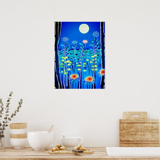 満月の下の野草 ポスター (キッチン)
