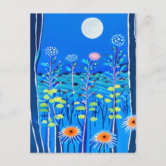 満月の下の野草 ポストカード (正面)