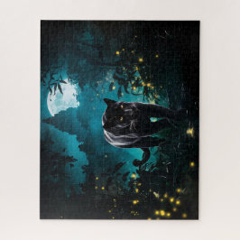 満月の下を黒いヒョウが歩く ジグソーパズル